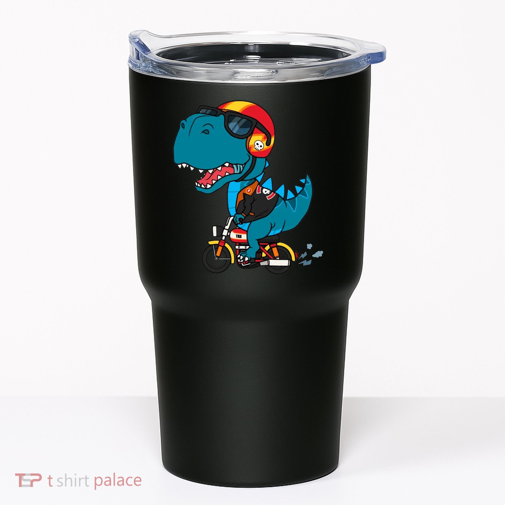 Cool Dinosaur Riding A Motorcycle Tumbler