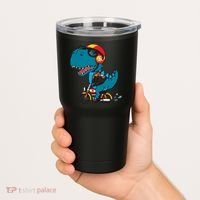 Cool Dinosaur Riding A Motorcycle Tumbler thumb 2