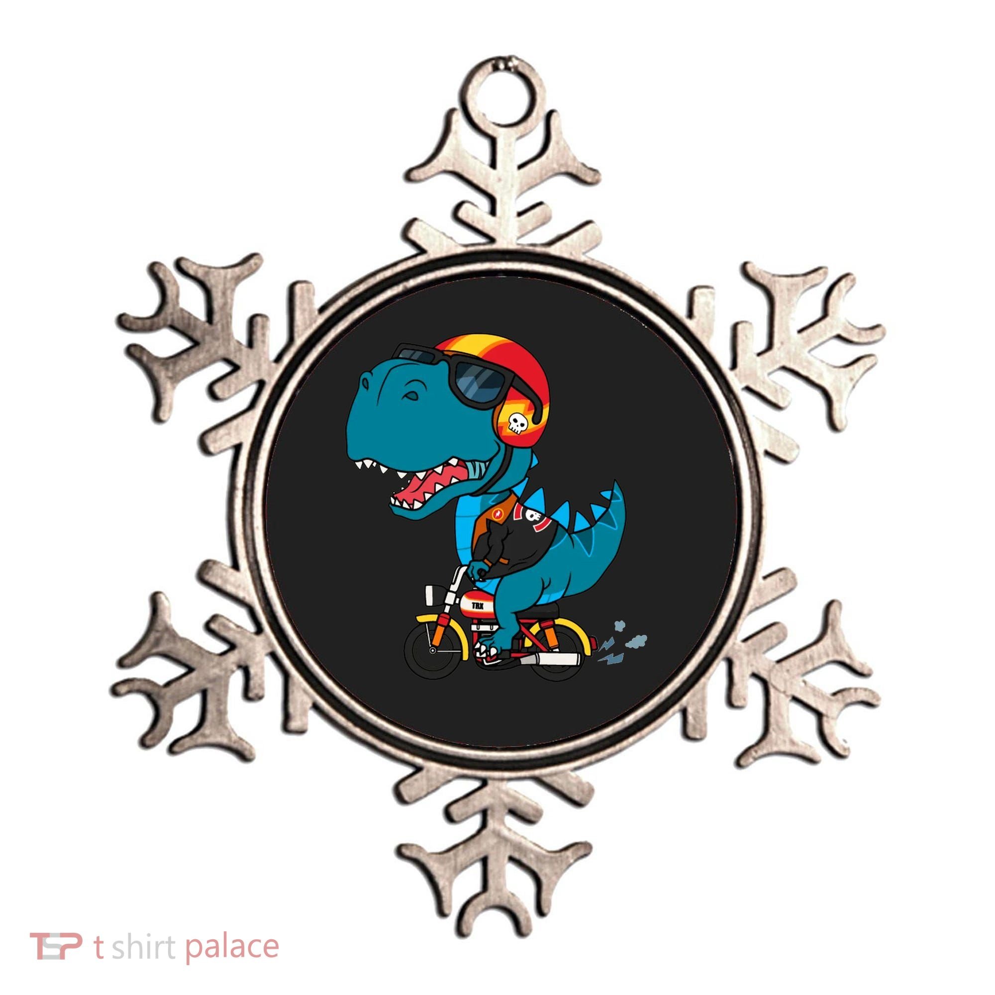 Cool Dinosaur Riding A Motorcycle Ornament