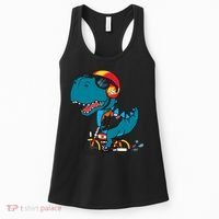 Cool Dinosaur Riding A Motorcycle Women's Tank Top thumb 0