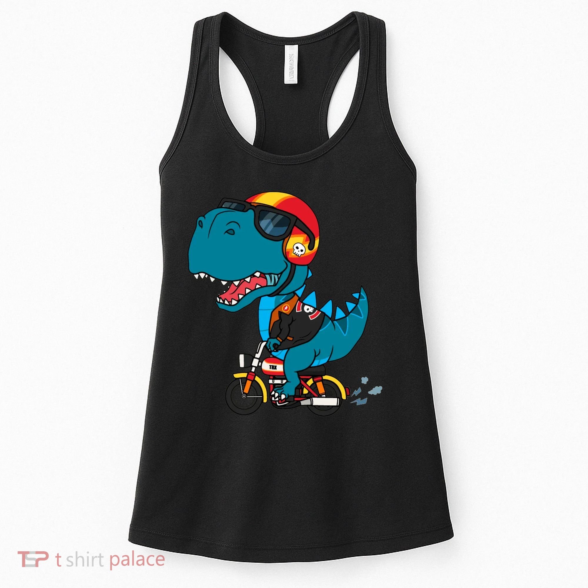 Cool Dinosaur Riding A Motorcycle Women's Tank Top