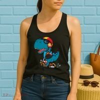 Cool Dinosaur Riding A Motorcycle Women's Tank Top thumb 2