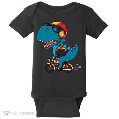 Cool Dinosaur Riding A Motorcycle Baby Bodysuit