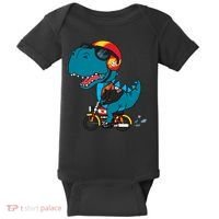 Cool Dinosaur Riding A Motorcycle Baby Bodysuit thumb 0
