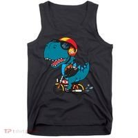 Cool Dinosaur Riding A Motorcycle Tank Top thumb 0