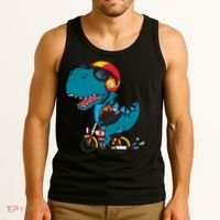 Cool Dinosaur Riding A Motorcycle Tank Top thumb 3