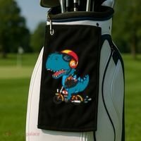 Cool Dinosaur Riding A Motorcycle Golf Towel thumb 2