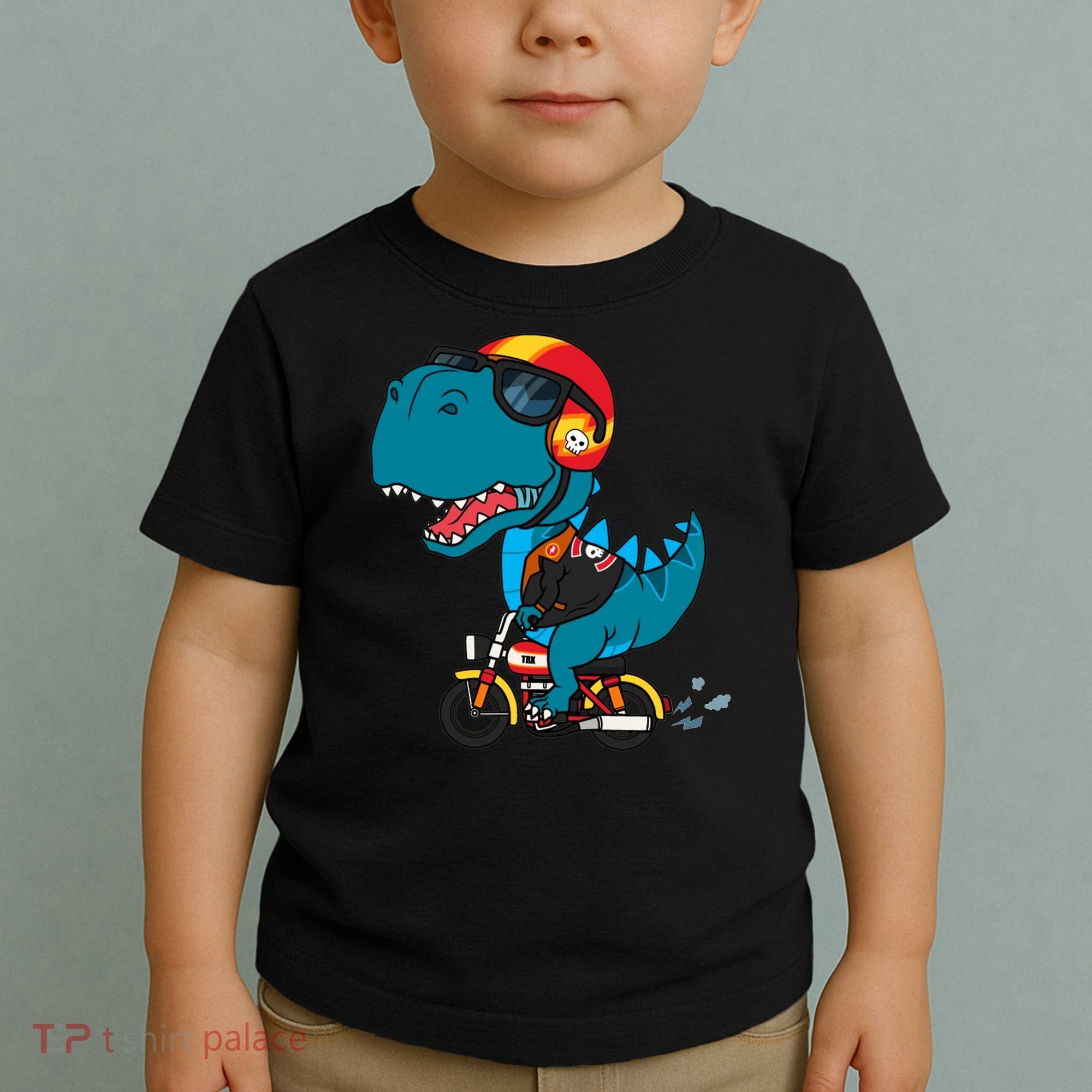 Cool Dinosaur Riding A Motorcycle Toddler T-Shirt