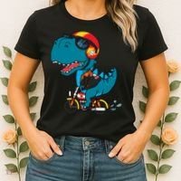 Cool Dinosaur Riding A Motorcycle Women's T-Shirt thumb 2