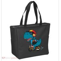 Cool Dinosaur Riding A Motorcycle Tote Bag thumb 2