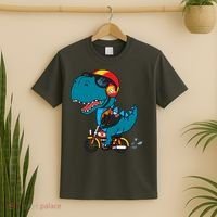 Cool Dinosaur Riding A Motorcycle T-Shirt thumb 2