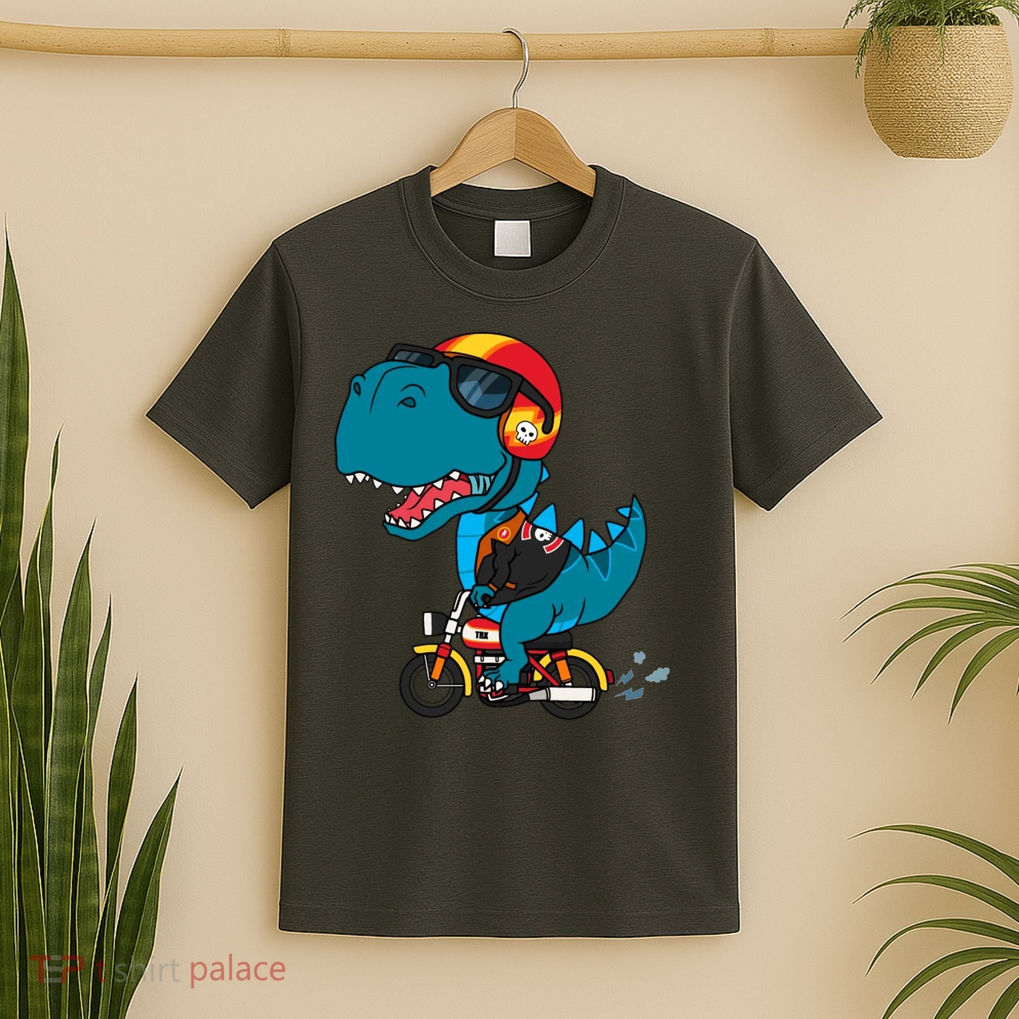Cool Dinosaur Riding A Motorcycle T-Shirt