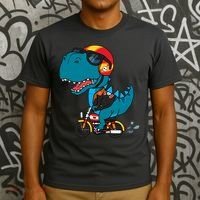 Cool Dinosaur Riding A Motorcycle T-Shirt thumb 3