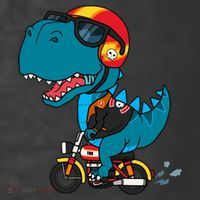 Cool Dinosaur Riding A Motorcycle Kids T-Shirt thumb 4