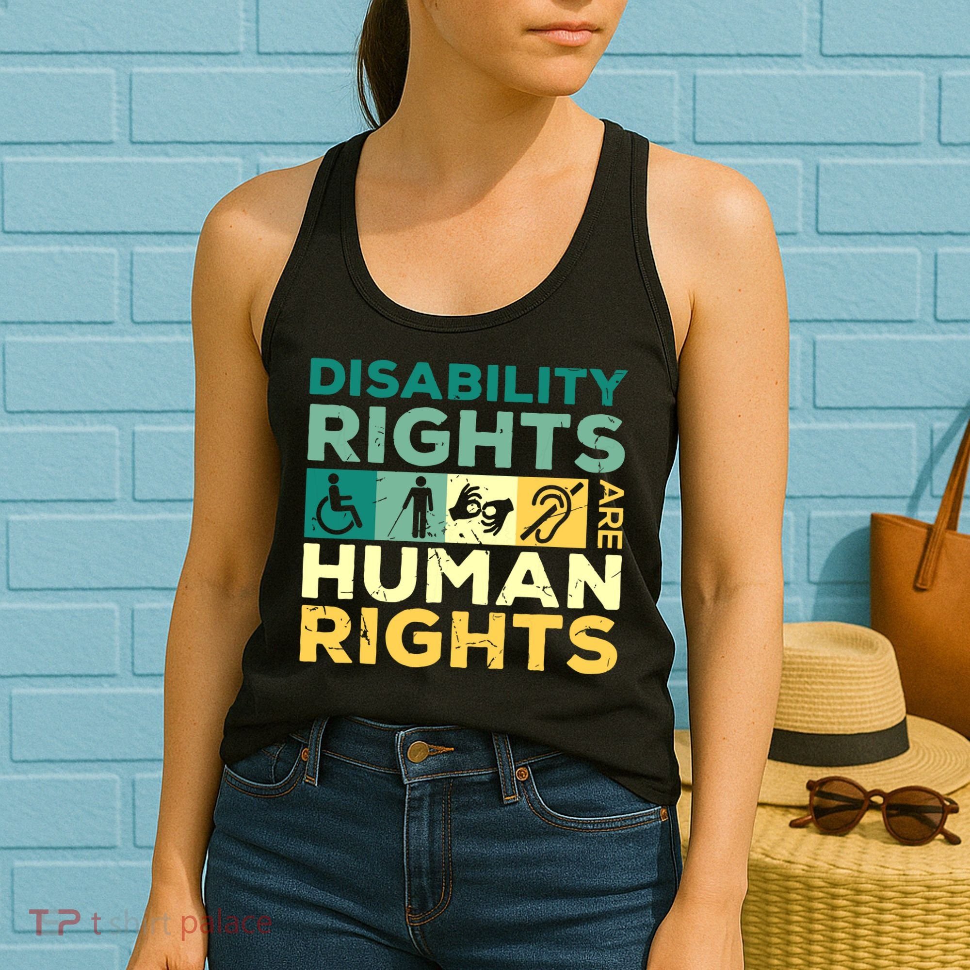 Cool Disability Rights Are Human Rights Support Caregivers Women's Tank Top