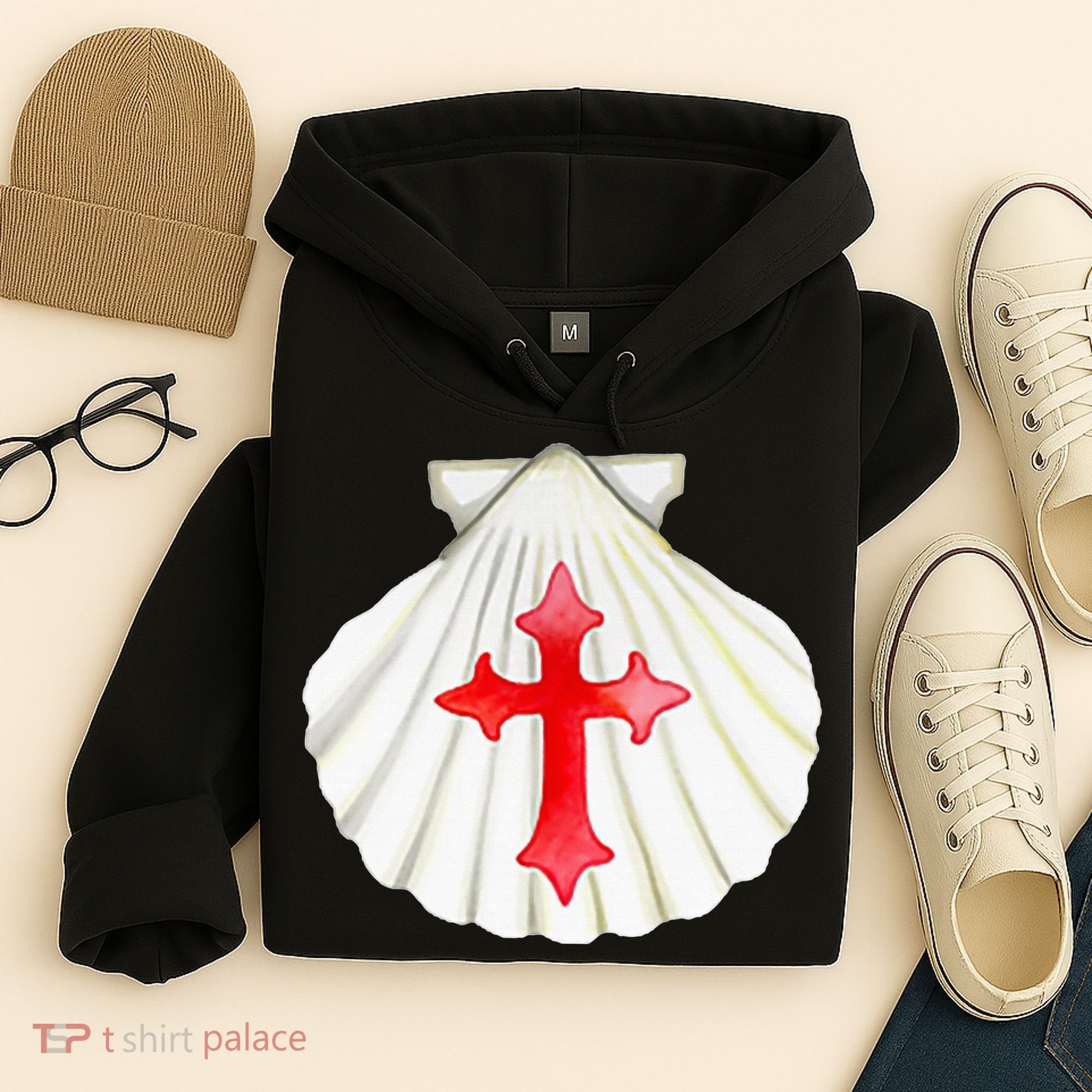 Camino De Santiago Pilgrim Cross Shell Hoodie