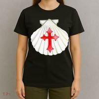 Camino De Santiago Pilgrim Cross Shell T-Shirt thumb 4