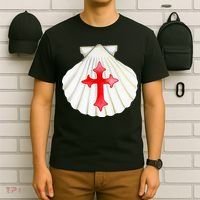 Camino De Santiago Pilgrim Cross Shell T-Shirt thumb 6