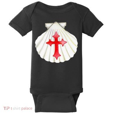 Camino De Santiago Pilgrim Cross Shell Baby Bodysuit