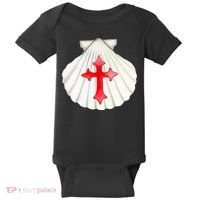 Camino De Santiago Pilgrim Cross Shell Baby Bodysuit thumb 0