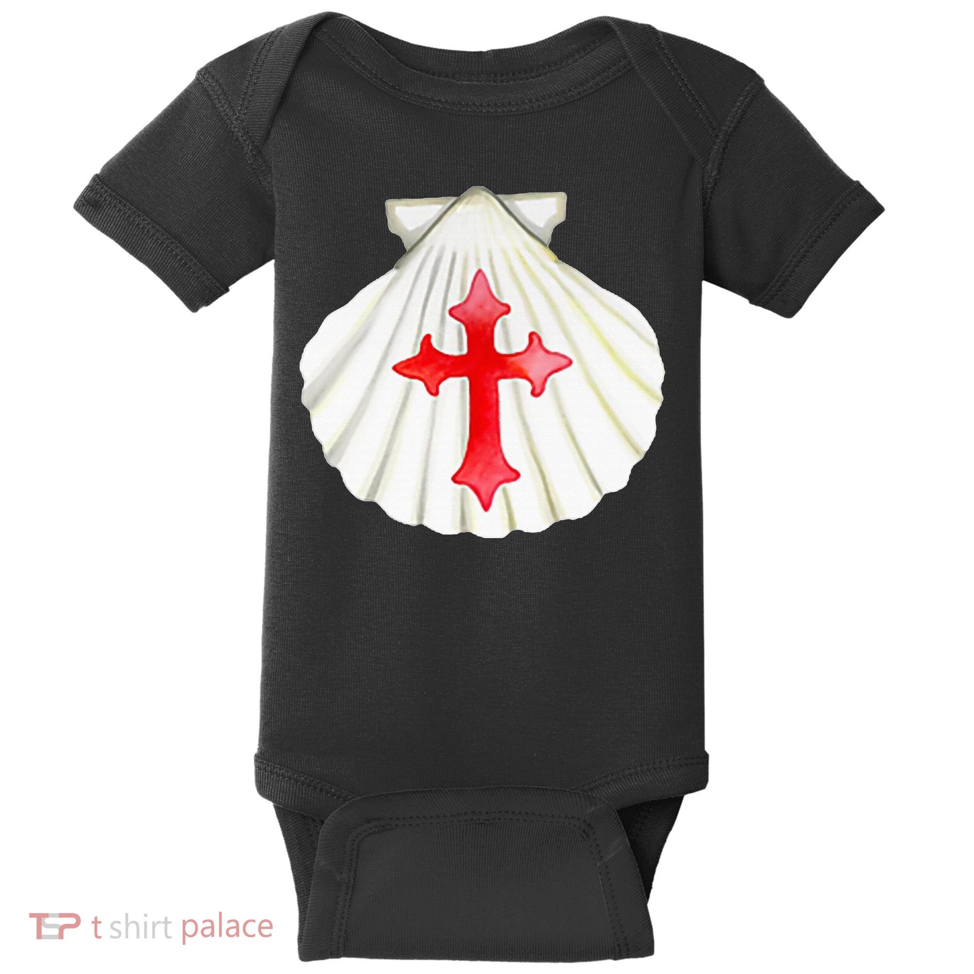 Camino De Santiago Pilgrim Cross Shell Baby Bodysuit