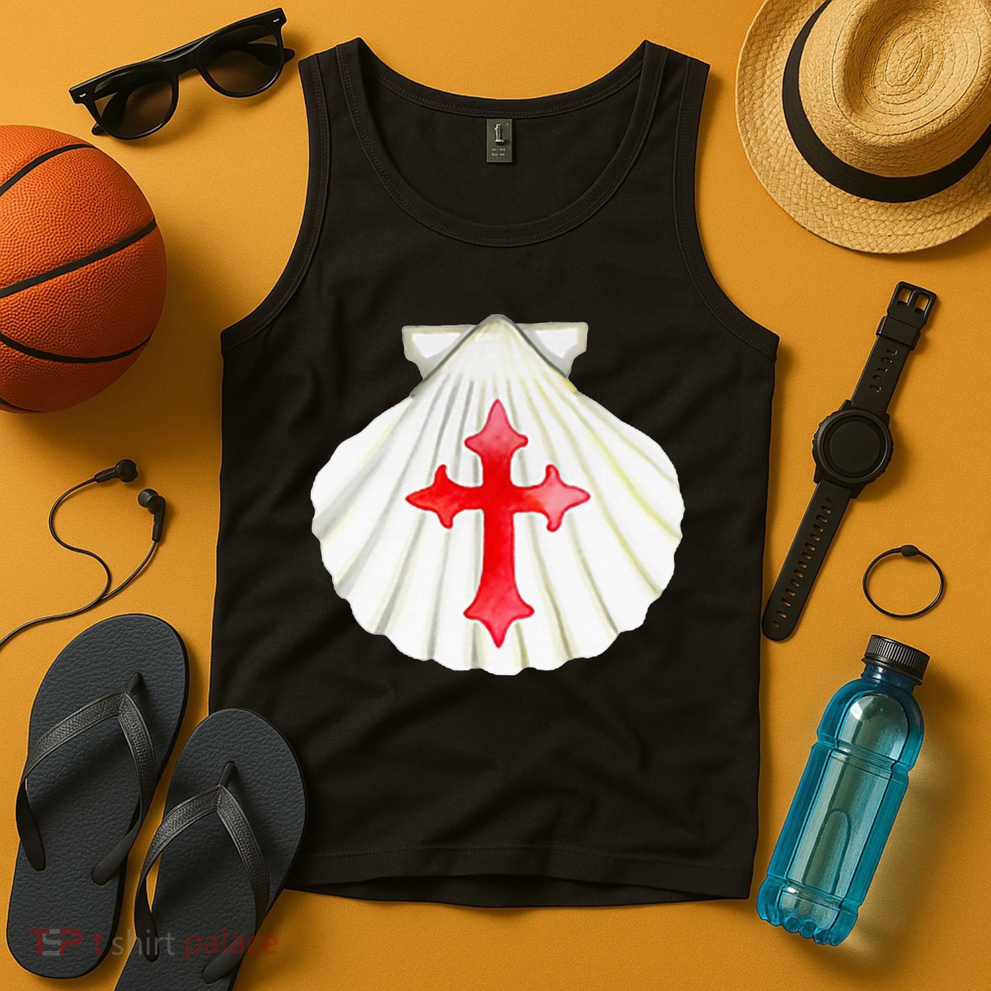 Camino De Santiago Pilgrim Cross Shell Tank Top