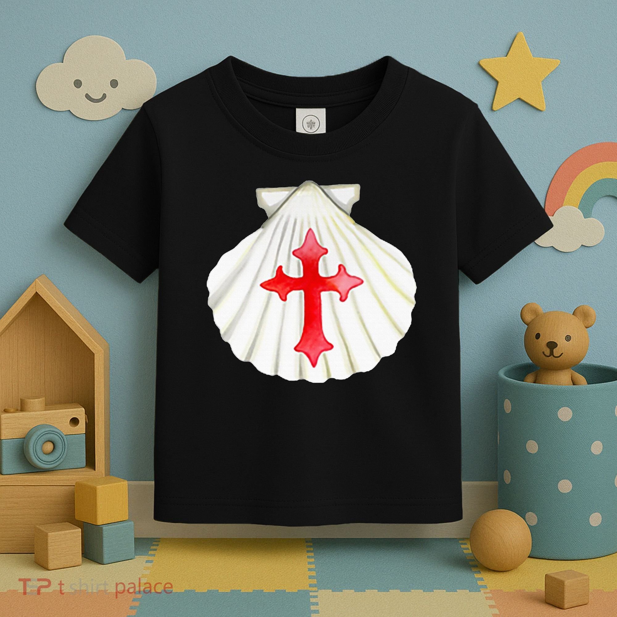 Camino De Santiago Pilgrim Cross Shell Toddler T-Shirt