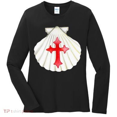 Camino De Santiago Pilgrim Cross Shell Women's Long Sleeve Shirt