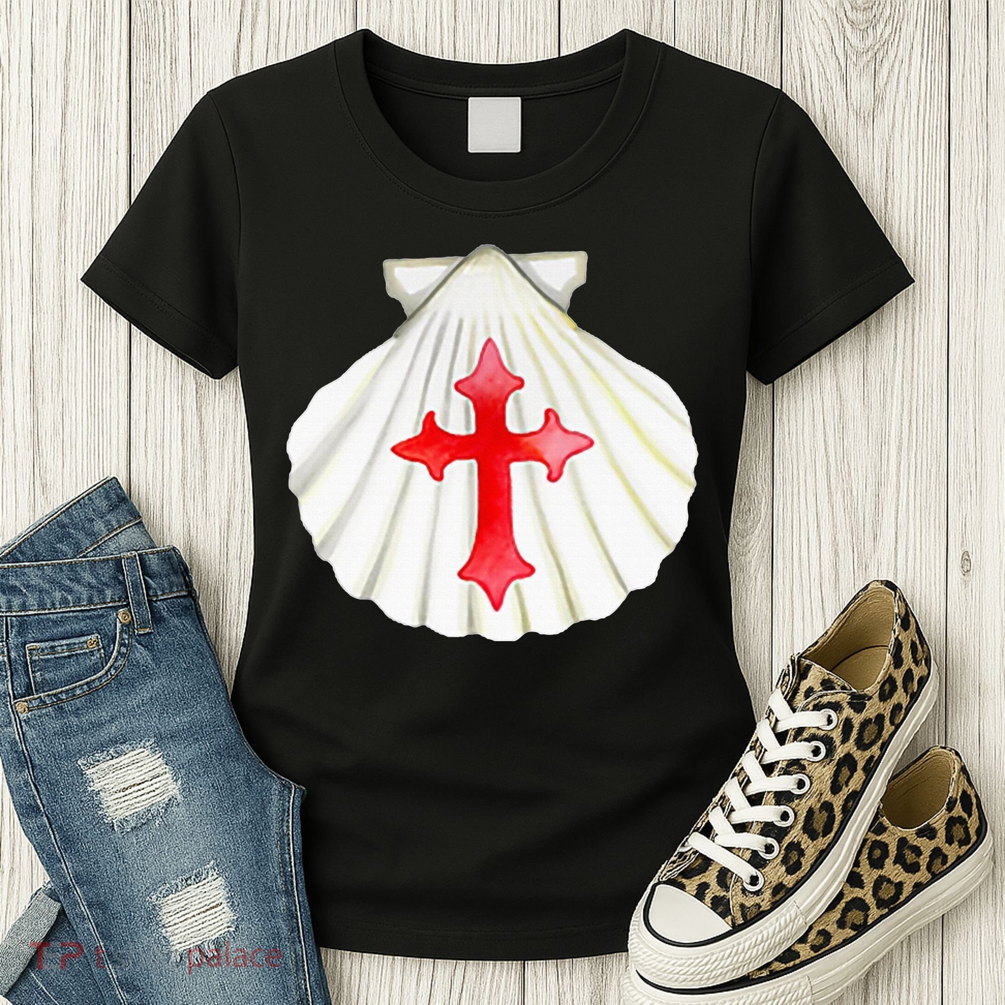Camino De Santiago Pilgrim Cross Shell Women's T-Shirt