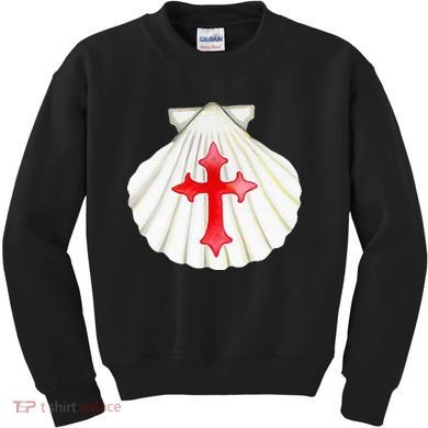 Camino De Santiago Pilgrim Cross Shell Kids Sweatshirt