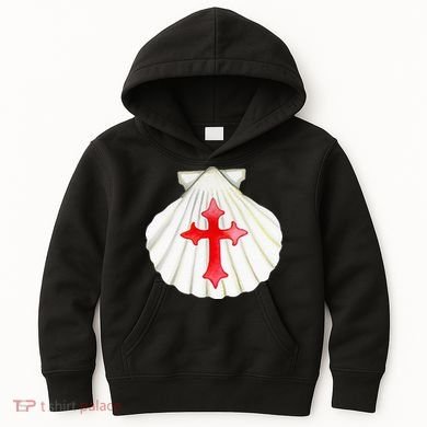 Camino De Santiago Pilgrim Cross Shell Kids Hoodie