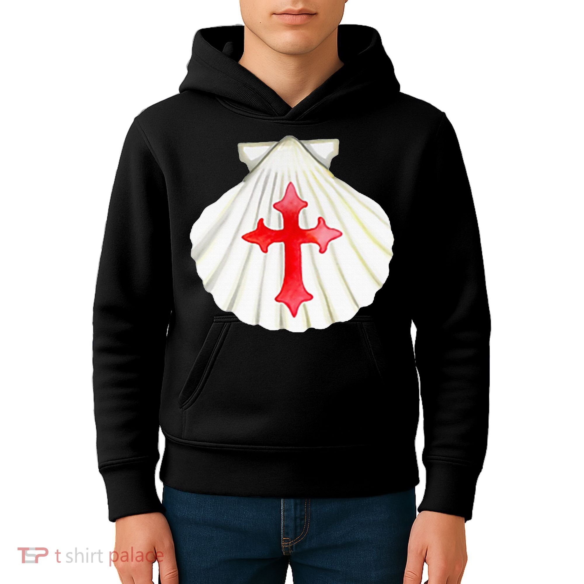 Camino De Santiago Pilgrim Cross Shell Kids Hoodie