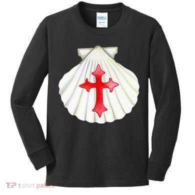 Camino De Santiago Pilgrim Cross Shell Kids Long Sleeve Shirt