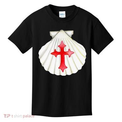 Camino De Santiago Pilgrim Cross Shell Kids T-Shirt