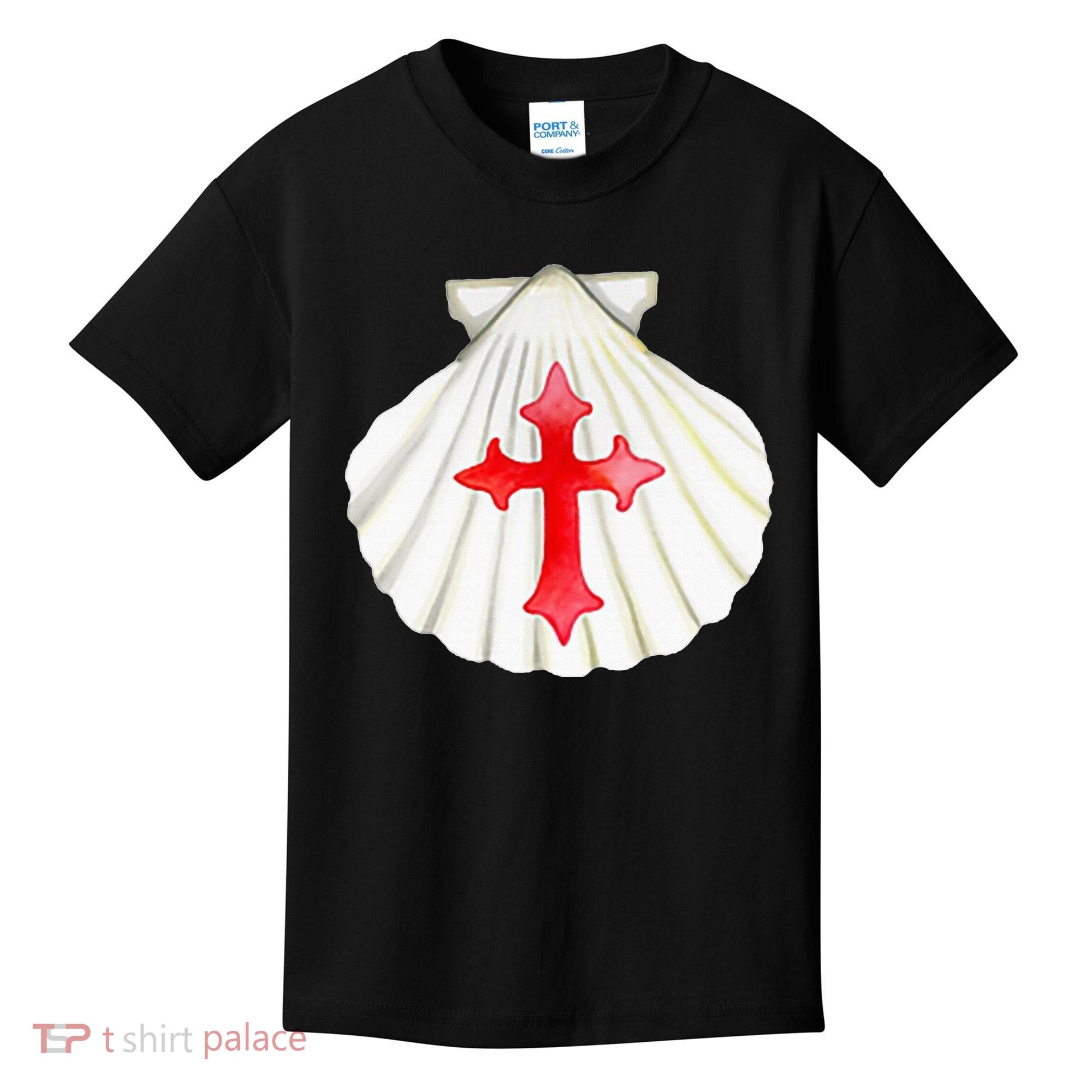 Camino De Santiago Pilgrim Cross Shell Kids T-Shirt
