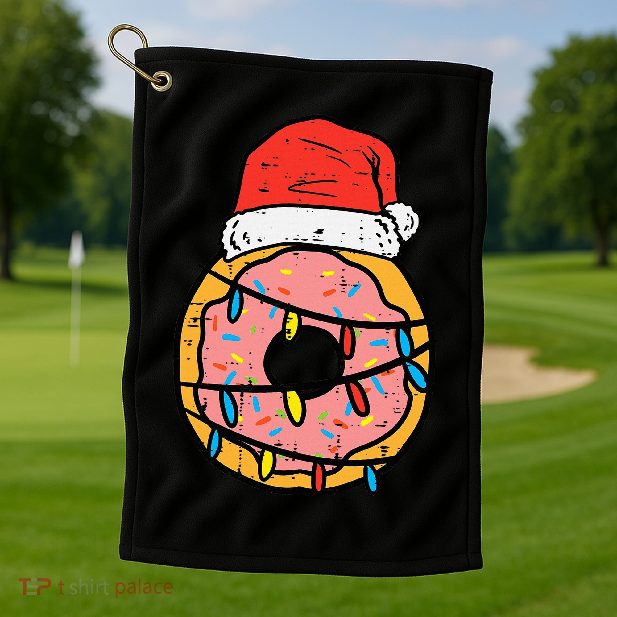 Christmas Donut Santa Cute Xmas Baking Baker Golf Towel
