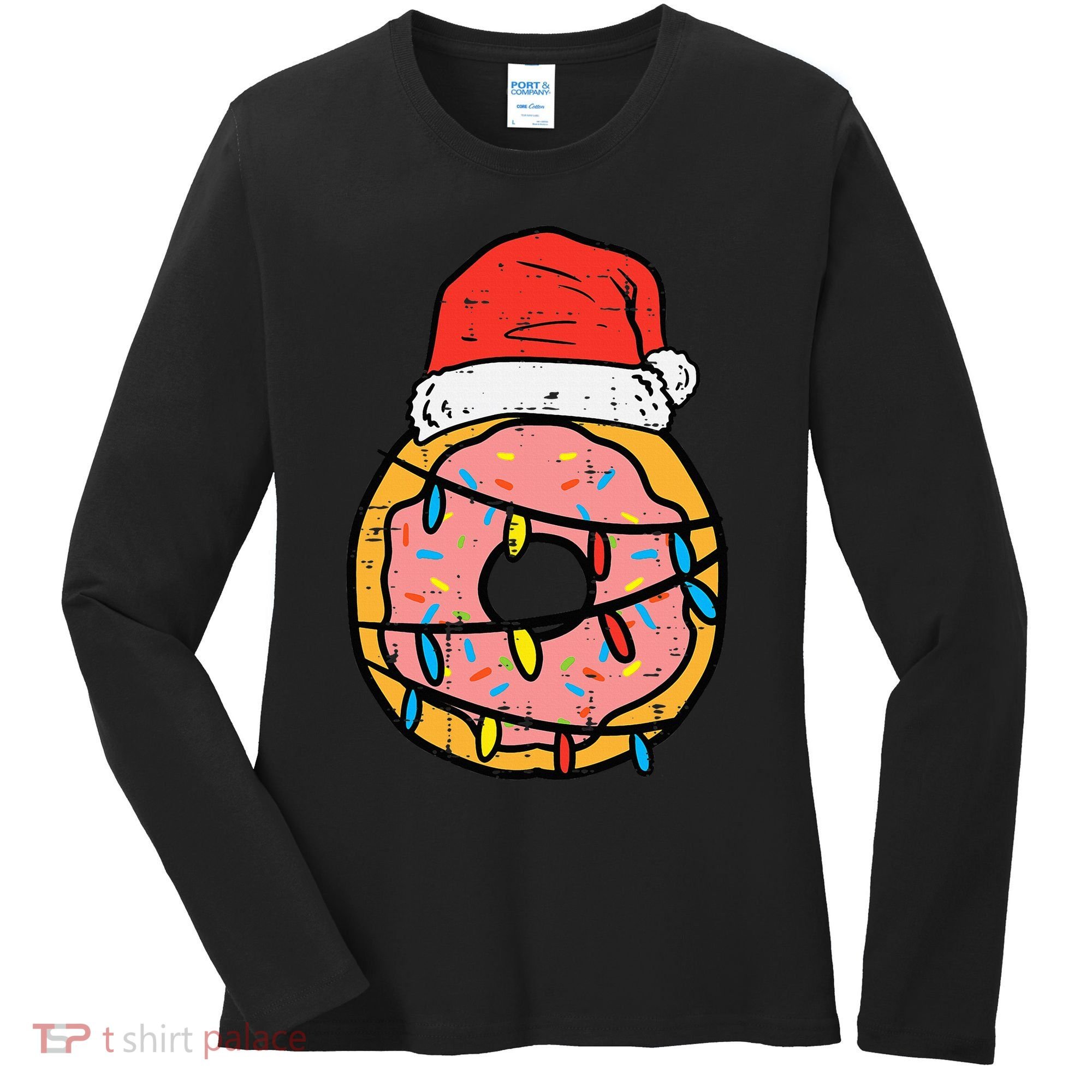 Christmas Donut Santa Cute Xmas Baking Baker Women's Long Sleeve Shirt