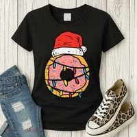 Christmas Donut Santa Cute Xmas Baking Baker Women's T-Shirt thumb 3