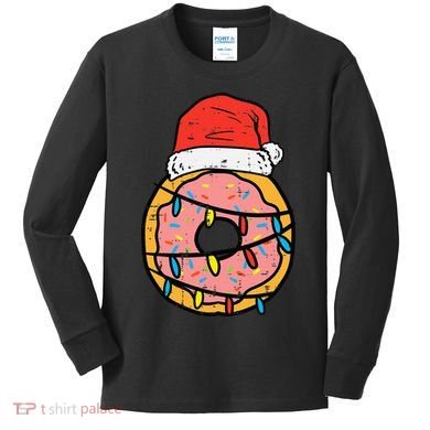 Christmas Donut Santa Cute Xmas Baking Baker Kids Long Sleeve Shirt