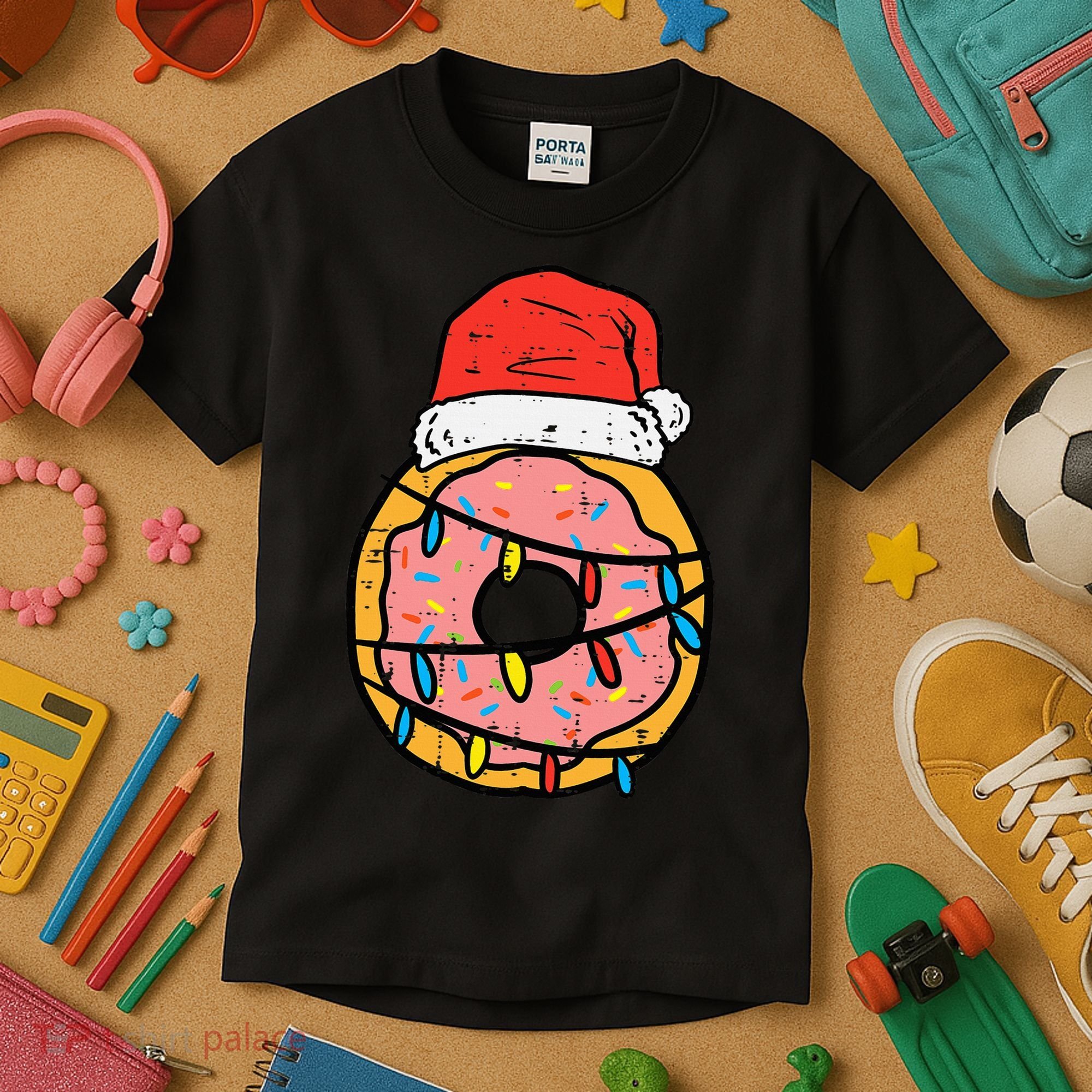 Christmas Donut Santa Cute Xmas Baking Baker Kids T-Shirt