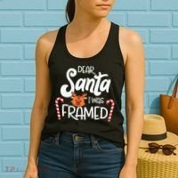 Christmas Dear Santa I Was Framed Xmas Holiday Women's Tank Top thumb 2