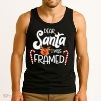Christmas Dear Santa I Was Framed Xmas Holiday Tank Top thumb 3