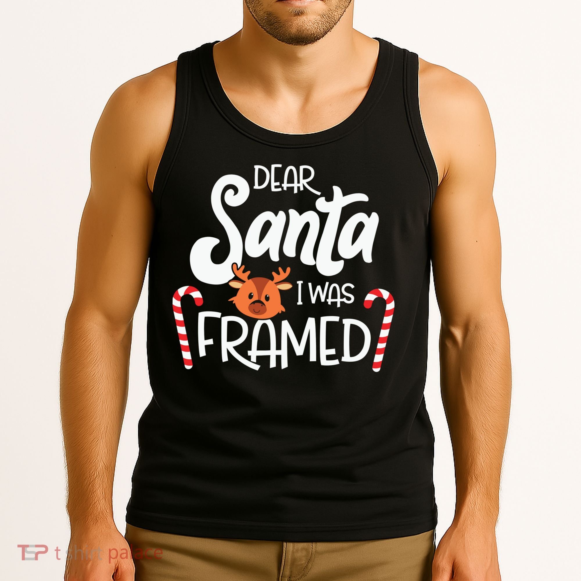 Christmas Dear Santa I Was Framed Xmas Holiday Tank Top
