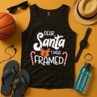 Christmas Dear Santa I Was Framed Xmas Holiday Tank Top thumb 4