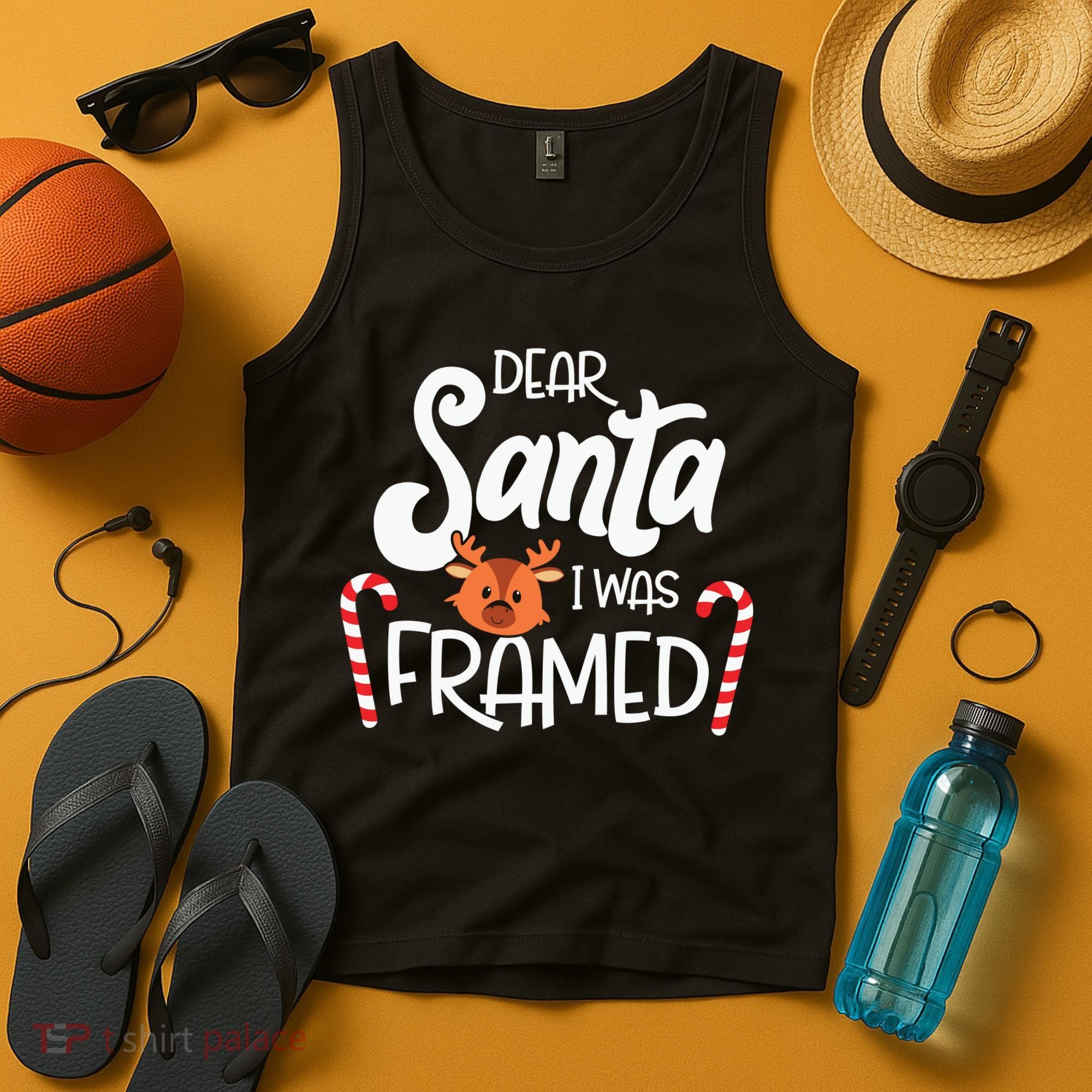 Christmas Dear Santa I Was Framed Xmas Holiday Tank Top