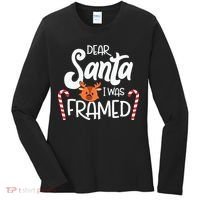 Christmas Dear Santa I Was Framed Xmas Holiday Women's Long Sleeve Shirt thumb 0