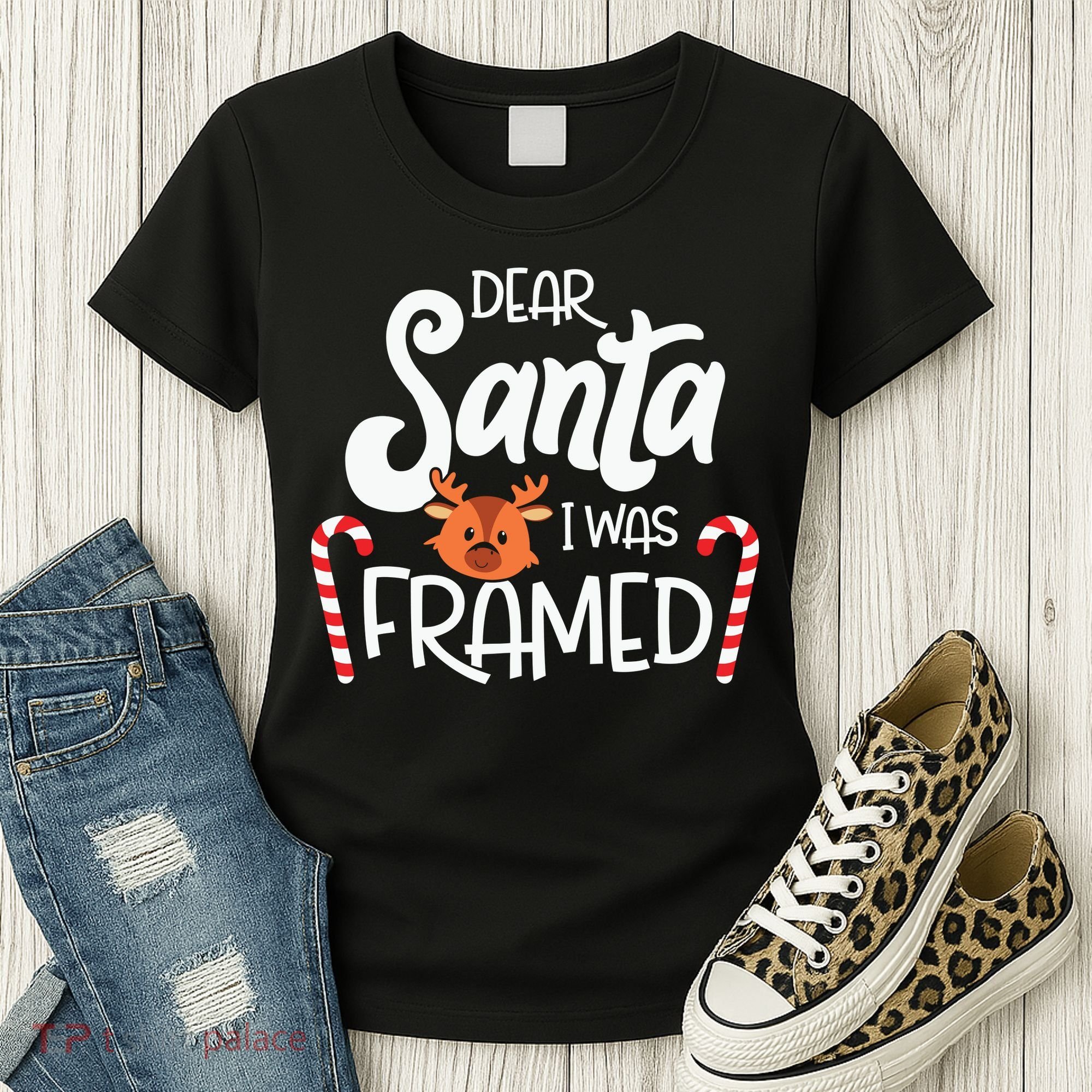 Christmas Dear Santa I Was Framed Xmas Holiday Women's T-Shirt