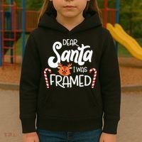 Christmas Dear Santa I Was Framed Xmas Holiday Kids Hoodie thumb 3