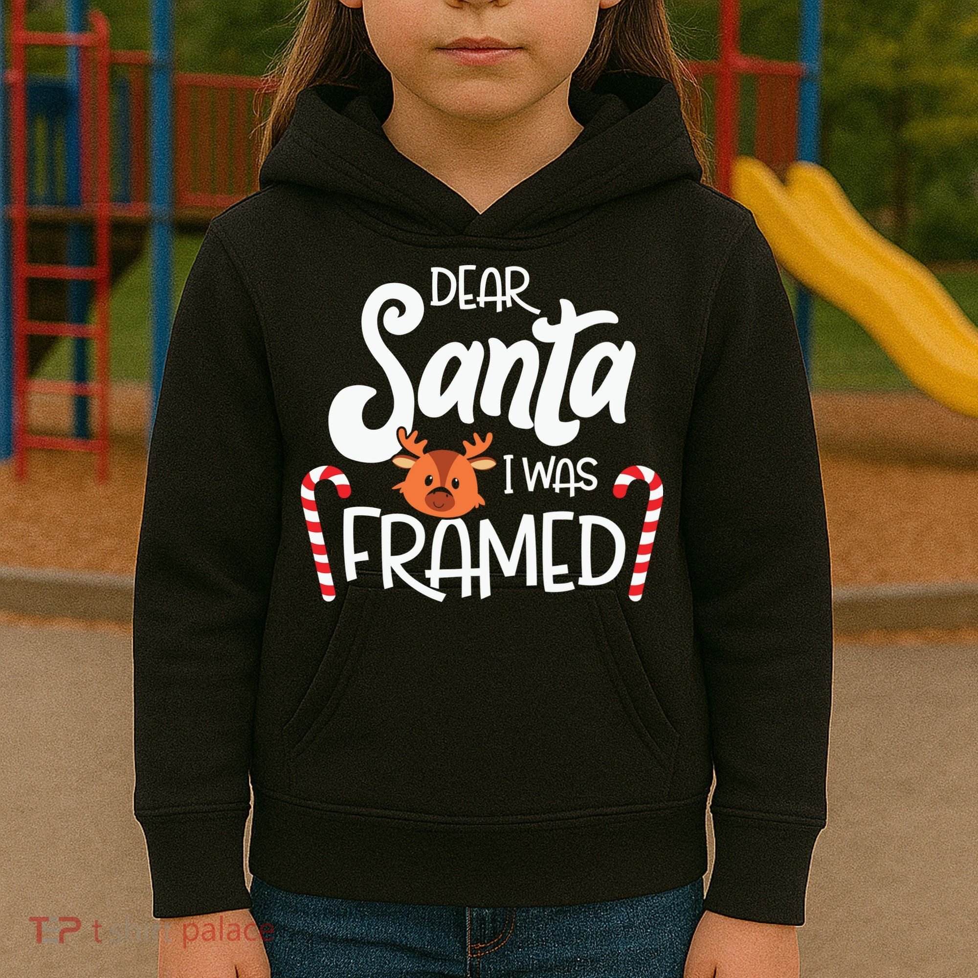 Christmas Dear Santa I Was Framed Xmas Holiday Kids Hoodie