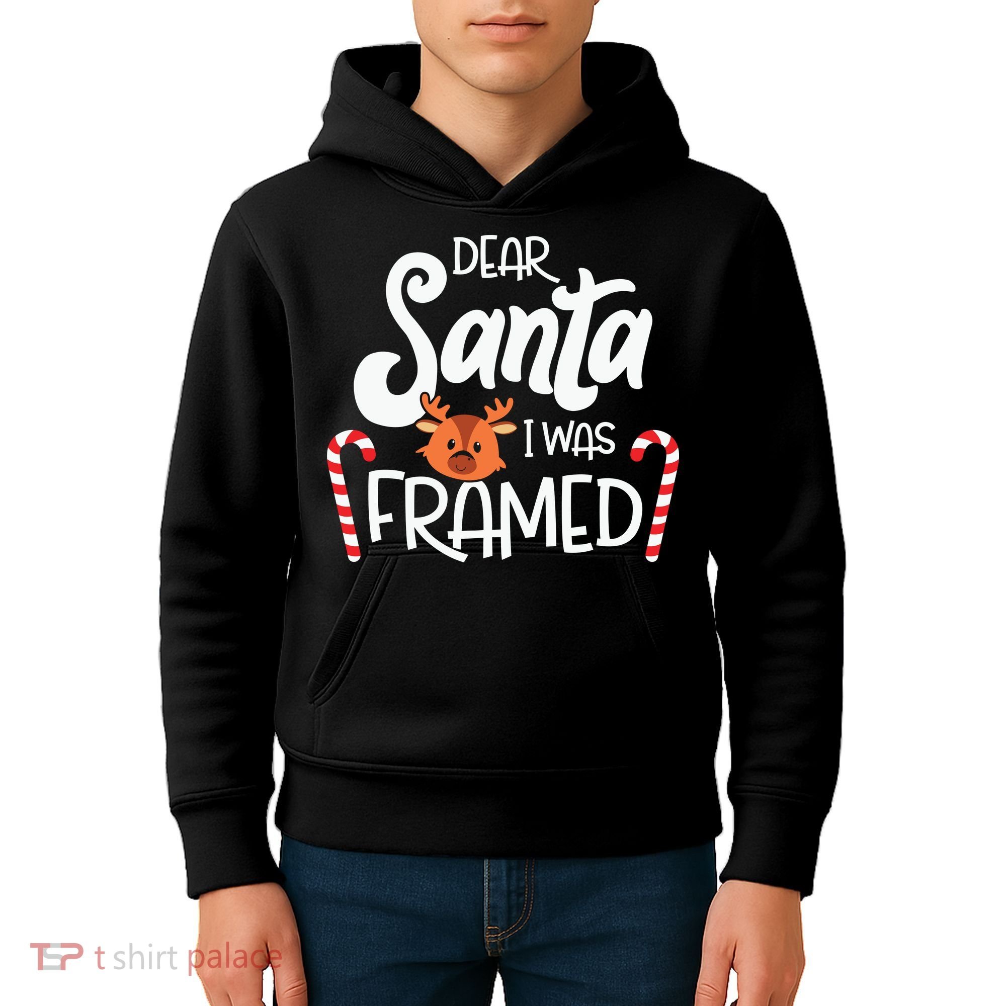 Christmas Dear Santa I Was Framed Xmas Holiday Kids Hoodie